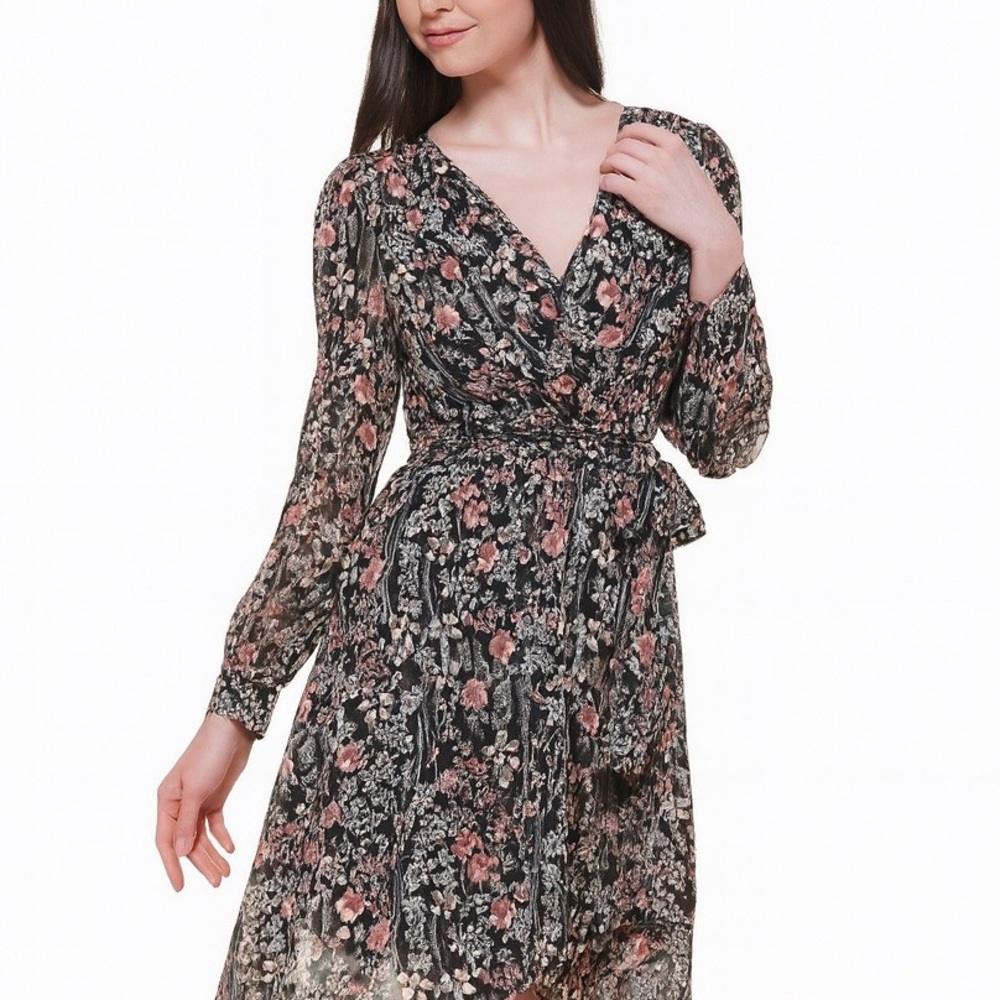 🆕 Tommy Hilfiger Floral Chiffon Dress Black Pink Sizes 6&16 Party Casual Office